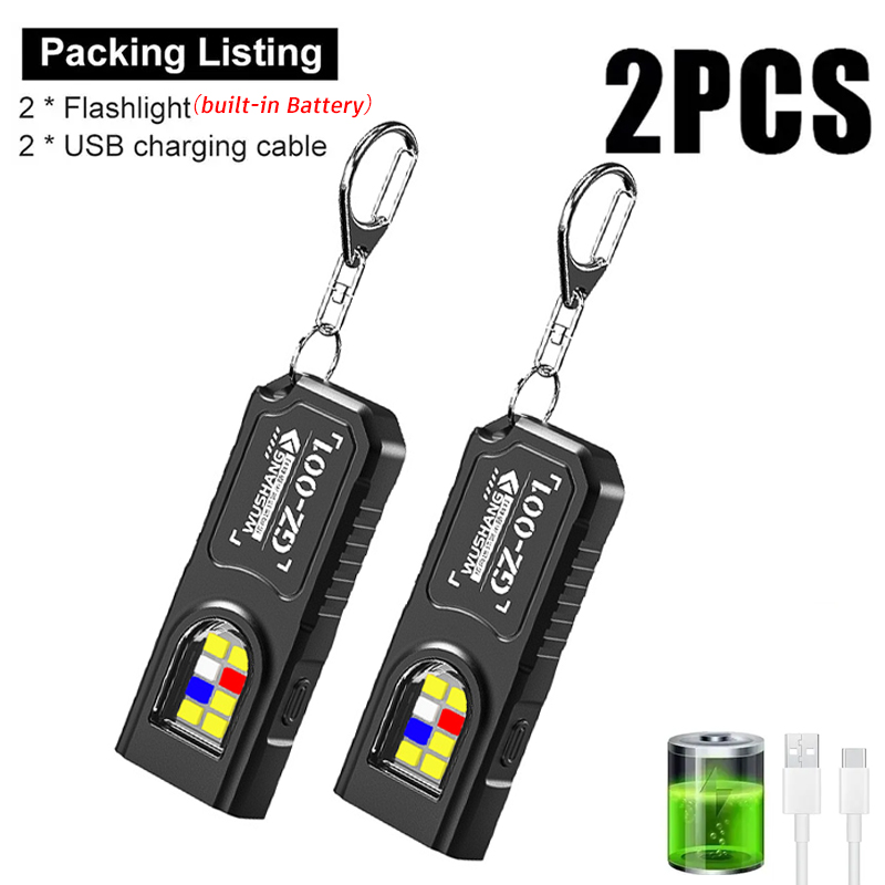 Keychain Flashlight - Multifunctional Keychain Flashlight USB Rechargeable Mini