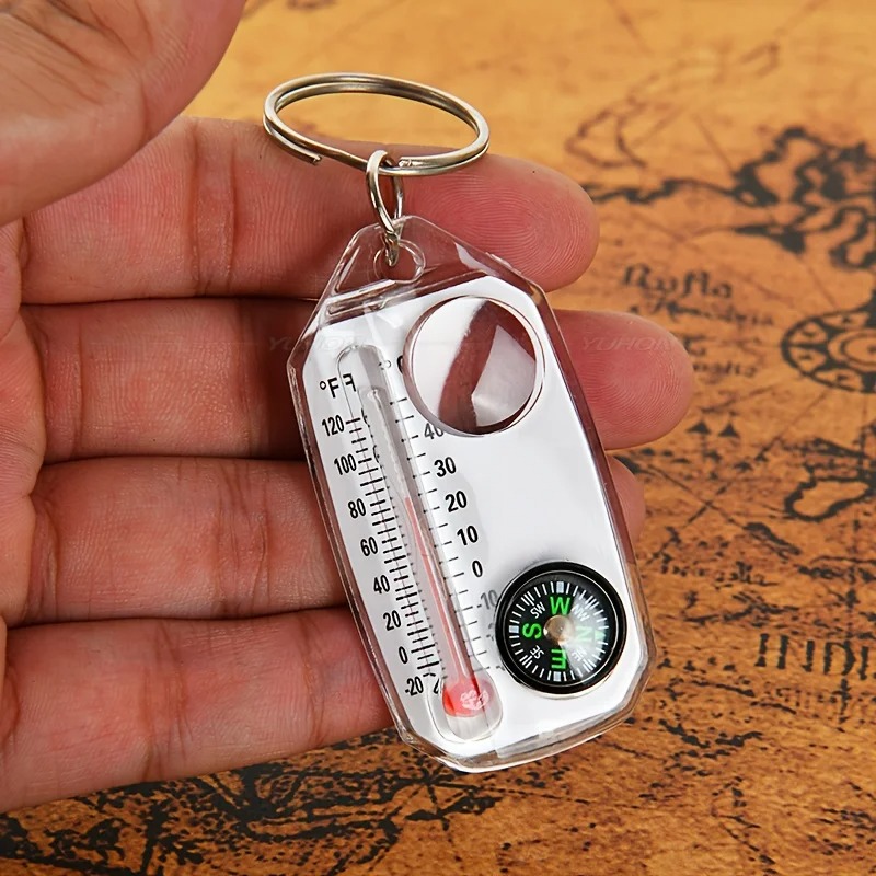 Compass Keychain Mini - 3 in 1 Keychain Compass Portable